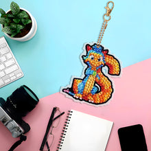 Load image into Gallery viewer, Double Sided Full Drill Keyring Special Shape Diamond Painting Keychain Dinosaur