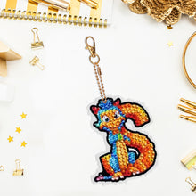 Load image into Gallery viewer, Double Sided Full Drill Keyring Special Shape Diamond Painting Keychain Dinosaur