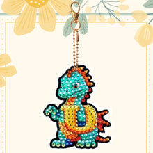 Load image into Gallery viewer, Double Sided Full Drill Keyring Special Shape Diamond Painting Keychain Dinosaur