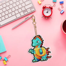 Load image into Gallery viewer, Double Sided Full Drill Keyring Special Shape Diamond Painting Keychain Dinosaur