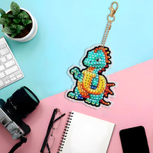 Load image into Gallery viewer, Double Sided Full Drill Keyring Special Shape Diamond Painting Keychain Dinosaur