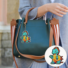 Load image into Gallery viewer, Double Sided Full Drill Keyring Special Shape Diamond Painting Keychain Dinosaur