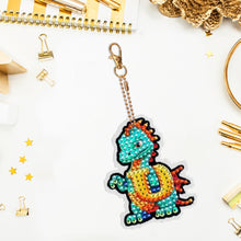 Load image into Gallery viewer, Double Sided Full Drill Keyring Special Shape Diamond Painting Keychain Dinosaur