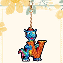 Load image into Gallery viewer, Double Sided Full Drill Keyring Special Shape Diamond Painting Keychain Dinosaur