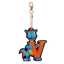 Load image into Gallery viewer, Double Sided Full Drill Keyring Special Shape Diamond Painting Keychain Dinosaur