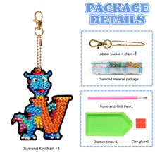 Load image into Gallery viewer, Double Sided Full Drill Keyring Special Shape Diamond Painting Keychain Dinosaur