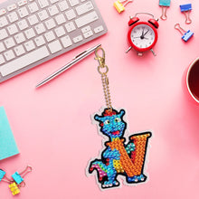 Load image into Gallery viewer, Double Sided Full Drill Keyring Special Shape Diamond Painting Keychain Dinosaur