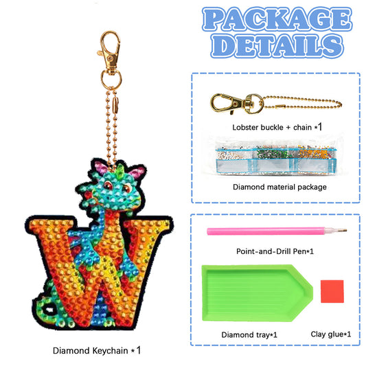 Double Sided Full Drill Keyring Special Shape Diamond Painting Keychain Dinosaur