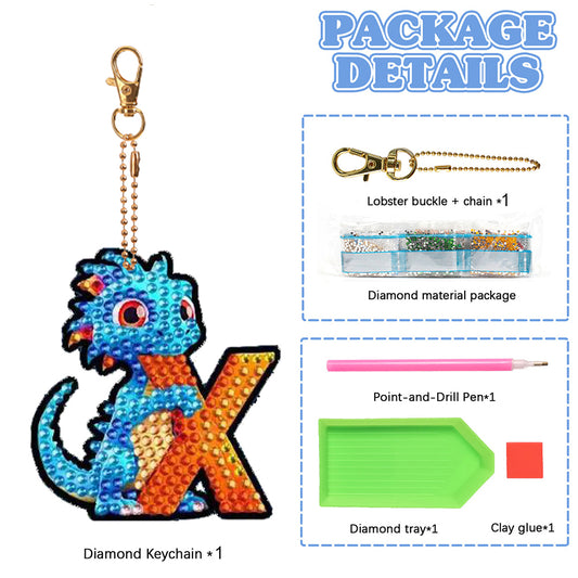 Double Sided Full Drill Keyring Special Shape Diamond Painting Keychain Dinosaur