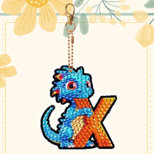 Load image into Gallery viewer, Double Sided Full Drill Keyring Special Shape Diamond Painting Keychain Dinosaur