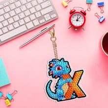 Load image into Gallery viewer, Double Sided Full Drill Keyring Special Shape Diamond Painting Keychain Dinosaur