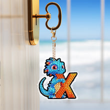 Load image into Gallery viewer, Double Sided Full Drill Keyring Special Shape Diamond Painting Keychain Dinosaur