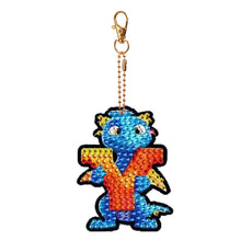 Load image into Gallery viewer, Double Sided Full Drill Keyring Special Shape Diamond Painting Keychain Dinosaur