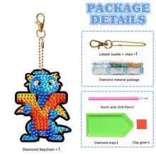 Load image into Gallery viewer, Double Sided Full Drill Keyring Special Shape Diamond Painting Keychain Dinosaur