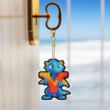 Load image into Gallery viewer, Double Sided Full Drill Keyring Special Shape Diamond Painting Keychain Dinosaur