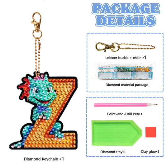 Double Sided Full Drill Keyring Special Shape Diamond Painting Keychain Dinosaur