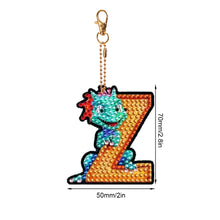 Load image into Gallery viewer, Double Sided Full Drill Keyring Special Shape Diamond Painting Keychain Dinosaur