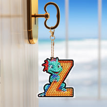 Load image into Gallery viewer, Double Sided Full Drill Keyring Special Shape Diamond Painting Keychain Dinosaur