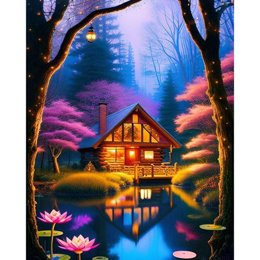 AB Diamond Painting - Full Round - cabin in the woods (40*50CM)