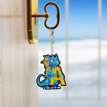 Load image into Gallery viewer, 7PCS Double Sided Diamond Painting Art Keychain Pendant (Dinosaur 26 Letters #1)