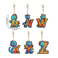Load image into Gallery viewer, 6PCS Double Sided Diamond Painting Art Keychain Pendant (Dinosaur 26 Letters #4)