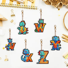 Load image into Gallery viewer, 6PCS Double Sided Diamond Painting Art Keychain Pendant (Dinosaur 26 Letters #4)