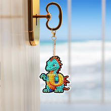 Load image into Gallery viewer, 6PCS Double Sided Diamond Painting Art Keychain Pendant (Dinosaur 26 Letters #4)