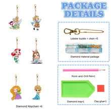 Load image into Gallery viewer, 6PCS Diamond Painting Keychain Double Sided Rhinestone Painting Keychain Pendant