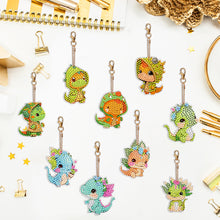 Load image into Gallery viewer, 9PCS Double Sided Full Drill Keyring Forest Dinosaur for Adult Kid Handbag Decor