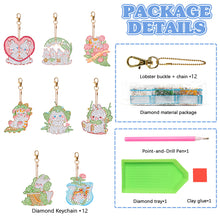 Load image into Gallery viewer, 8PCS Rhinestone Painting Keychain Pendant Elegant Lotus Double Sided Fresh Bunny