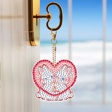 Load image into Gallery viewer, 8PCS Rhinestone Painting Keychain Pendant Elegant Lotus Double Sided Fresh Bunny