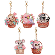 Load image into Gallery viewer, 5PCS Diamond Art Keyring Basket Animal Double Sided Rhinestone Painting Keychain