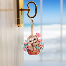 Load image into Gallery viewer, 5PCS Diamond Art Keyring Basket Animal Double Sided Rhinestone Painting Keychain