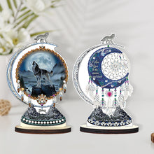 Load image into Gallery viewer, 2PCS Wooden Dreamcatcher Wolf Table Top Diamond Painting Decor (#1)