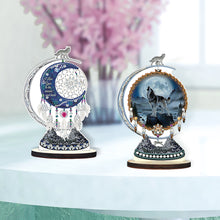 Load image into Gallery viewer, 2PCS Wooden Dreamcatcher Wolf Table Top Diamond Painting Decor (#1)