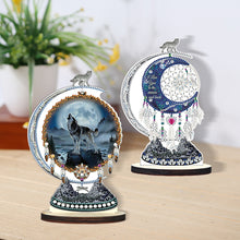 Load image into Gallery viewer, 2PCS Wooden Dreamcatcher Wolf Table Top Diamond Painting Decor (#1)