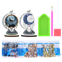 Load image into Gallery viewer, 2PCS Wooden Dreamcatcher Wolf Table Top Diamond Painting Decor (#1)