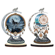 Load image into Gallery viewer, 2PCS Wooden Dreamcatcher Wolf Table Top Diamond Painting Decor (#2)