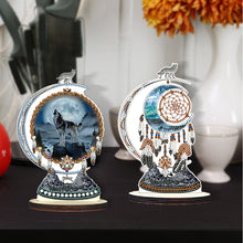 Load image into Gallery viewer, 2PCS Wooden Dreamcatcher Wolf Table Top Diamond Painting Decor (#2)