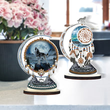 Load image into Gallery viewer, 2PCS Wooden Dreamcatcher Wolf Table Top Diamond Painting Decor (#2)