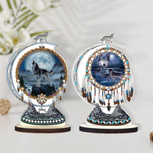 Load image into Gallery viewer, 2PCS Wooden Dreamcatcher Wolf Table Top Diamond Painting Decor (#3)