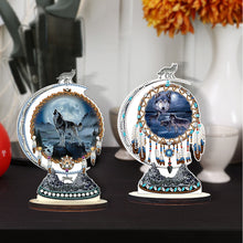 Load image into Gallery viewer, 2PCS Wooden Dreamcatcher Wolf Table Top Diamond Painting Decor (#3)