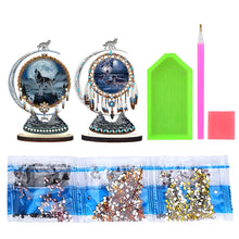 Load image into Gallery viewer, 2PCS Wooden Dreamcatcher Wolf Table Top Diamond Painting Decor (#3)