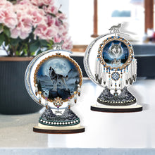 Load image into Gallery viewer, 2PCS Wooden Dreamcatcher Wolf Table Top Diamond Painting Decor (#4)