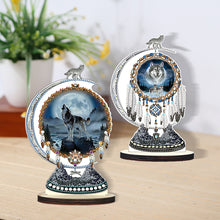 Load image into Gallery viewer, 2PCS Wooden Dreamcatcher Wolf Table Top Diamond Painting Decor (#4)