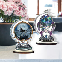 Load image into Gallery viewer, 2PCS Wooden Dreamcatcher Wolf Table Top Diamond Painting Decor (#5)