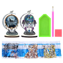 Load image into Gallery viewer, 2PCS Wooden Dreamcatcher Wolf Table Top Diamond Painting Decor (#5)