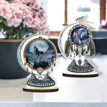 Load image into Gallery viewer, 2PCS Wooden Dreamcatcher Wolf Table Top Diamond Painting Decor (#6)