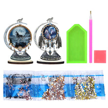 Load image into Gallery viewer, 2PCS Wooden Dreamcatcher Wolf Table Top Diamond Painting Decor (#6)