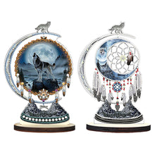 Load image into Gallery viewer, 2PCS Wooden Dreamcatcher Wolf Table Top Diamond Painting Decor (#7)